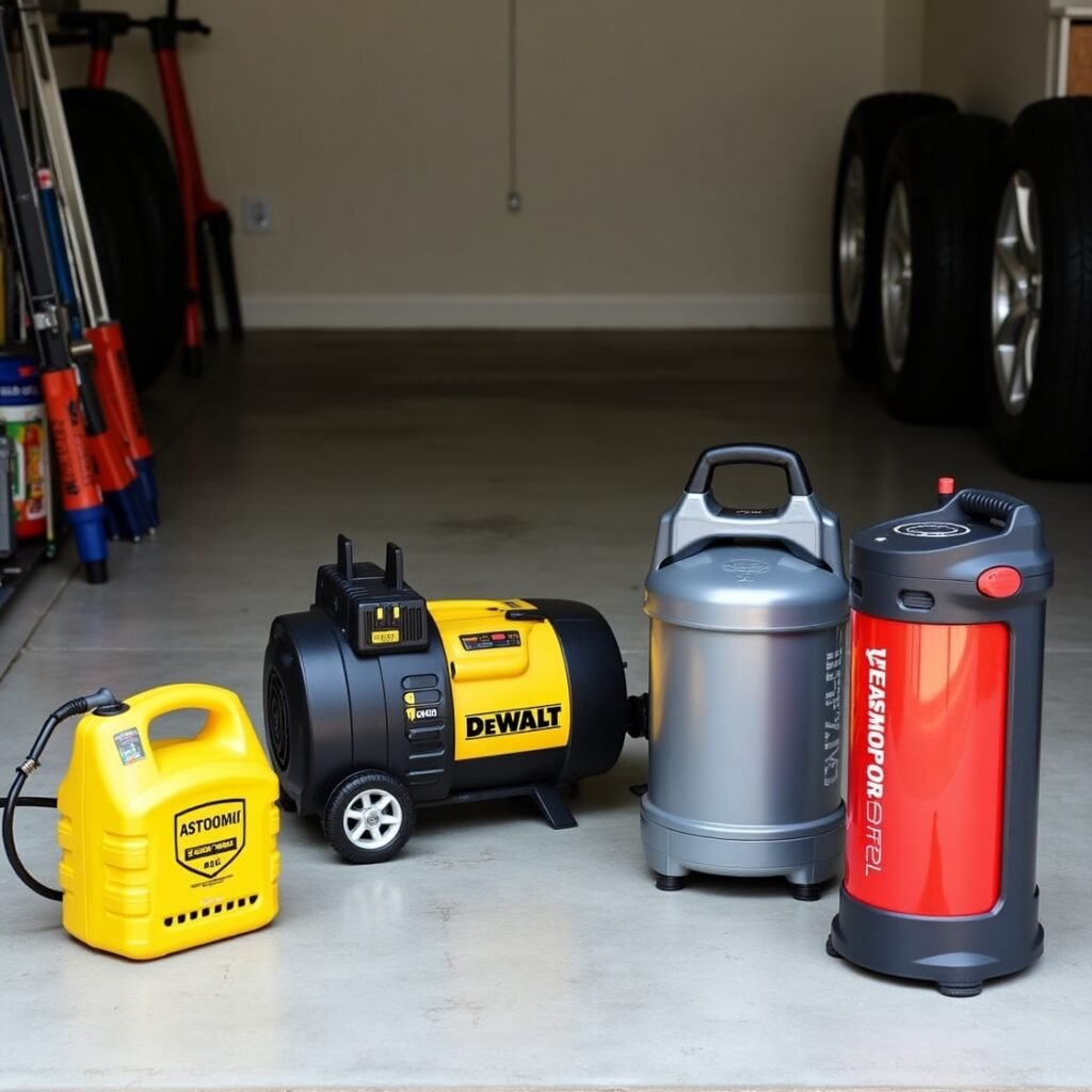 Compact air compressor for car tires and mobile repairs