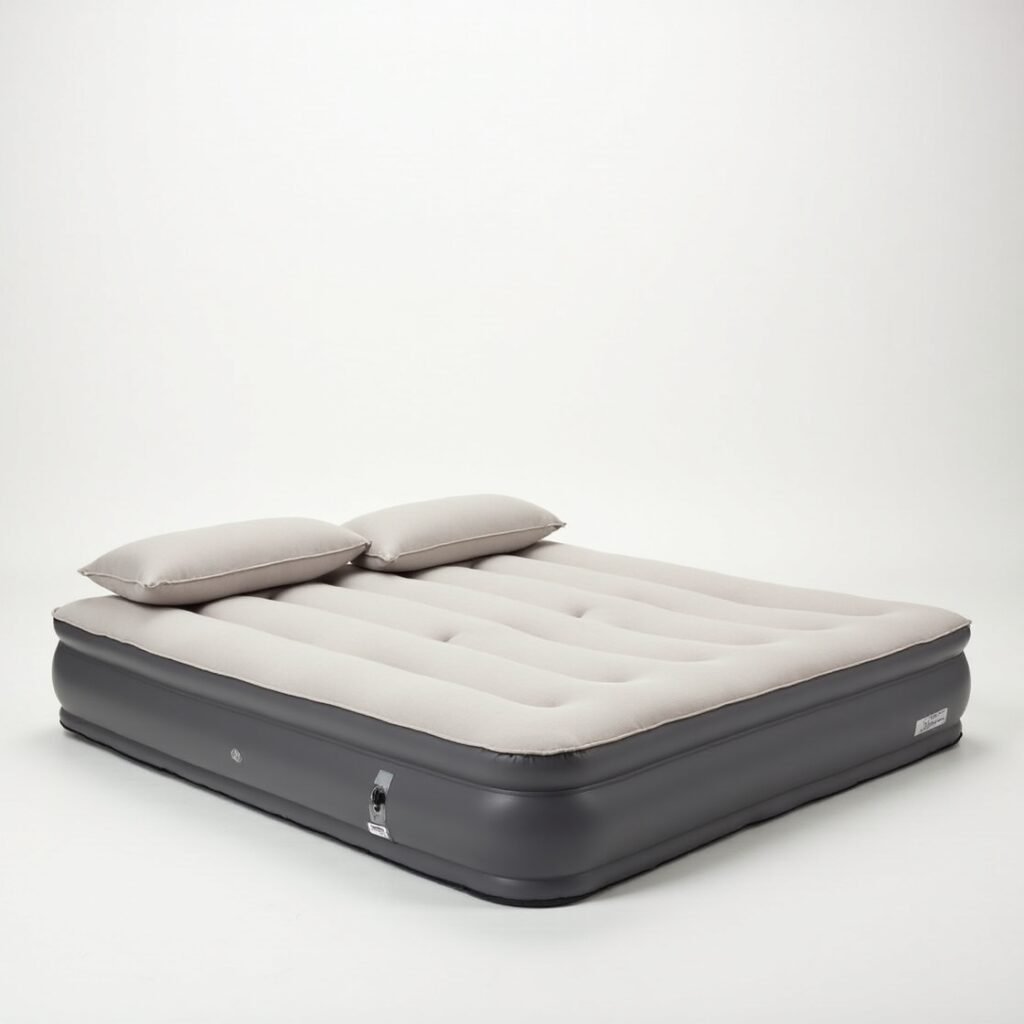 Self-inflating mattress with soft flocked surface


