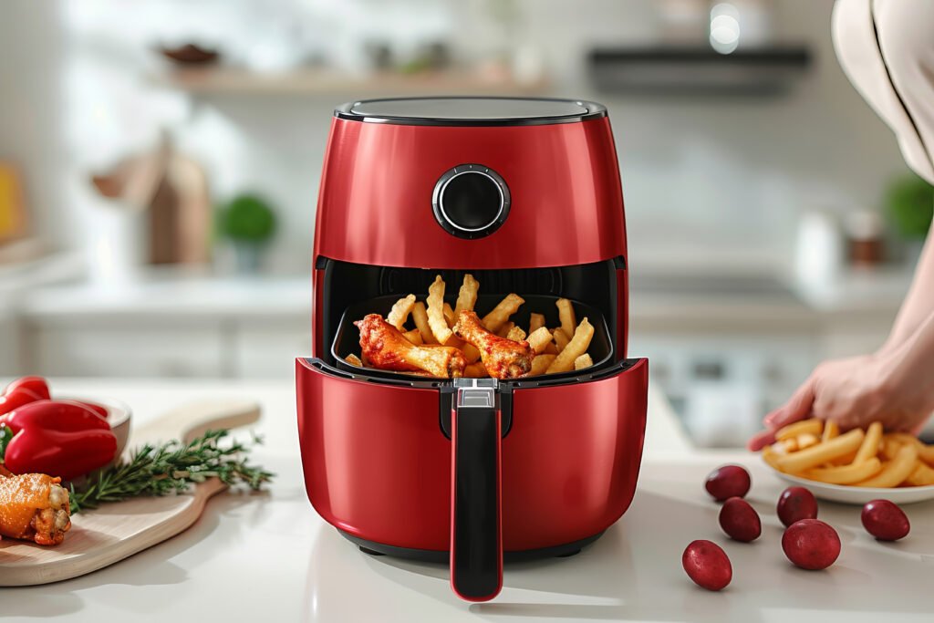 Hot air fryer releasing steam